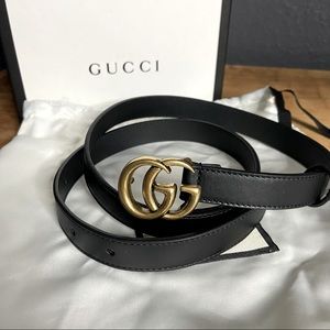 Thin Leather Gucci Belt
